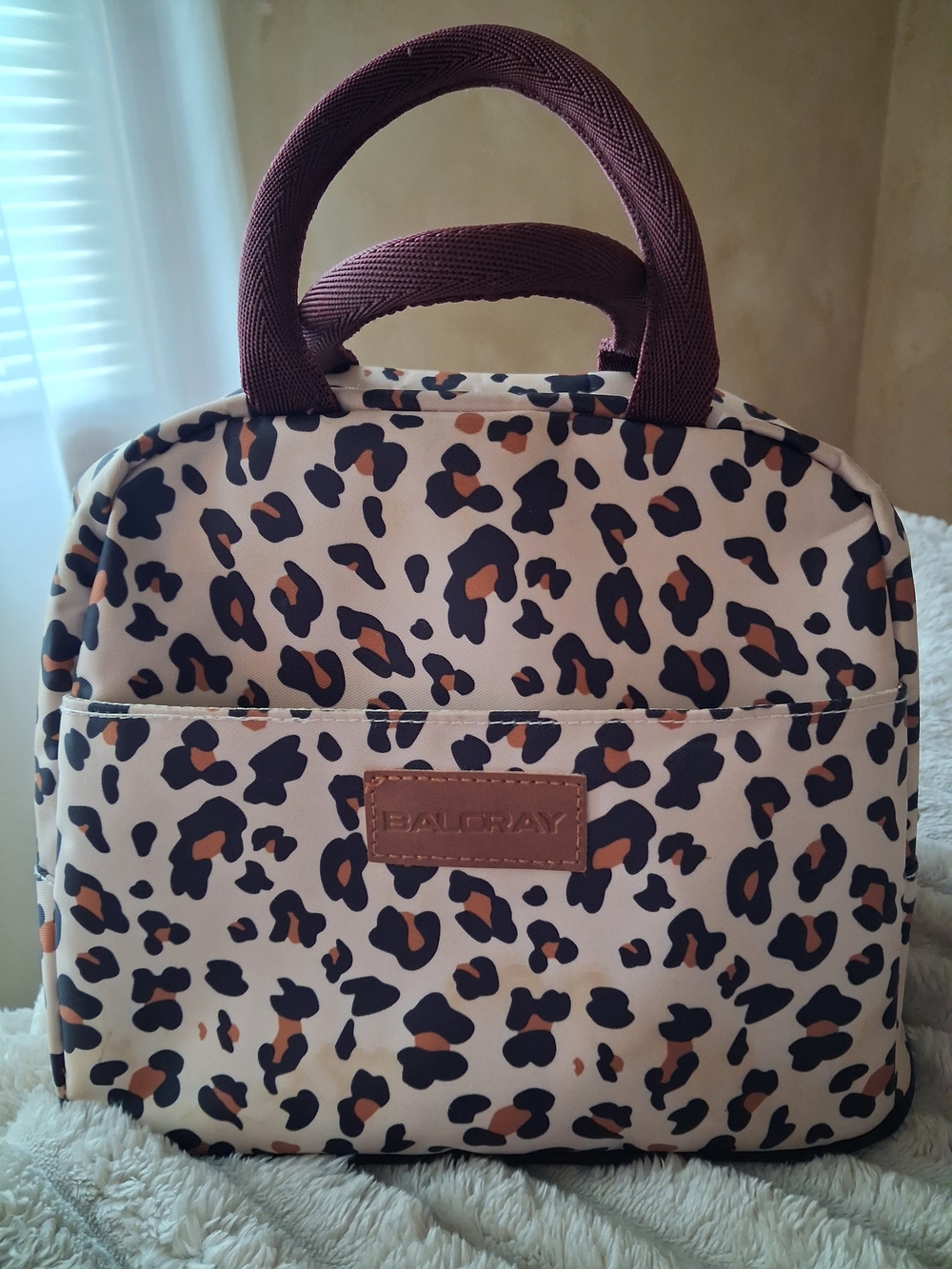 Leopard Print Lunch Bag in Cream and Brown